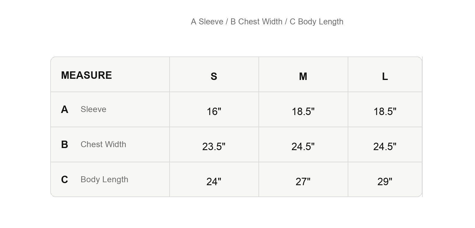 Size chart